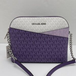 MICHAEL KORS Jet Set Travel Color-Block Signature Logo Crossbody Bag
Dark Purple